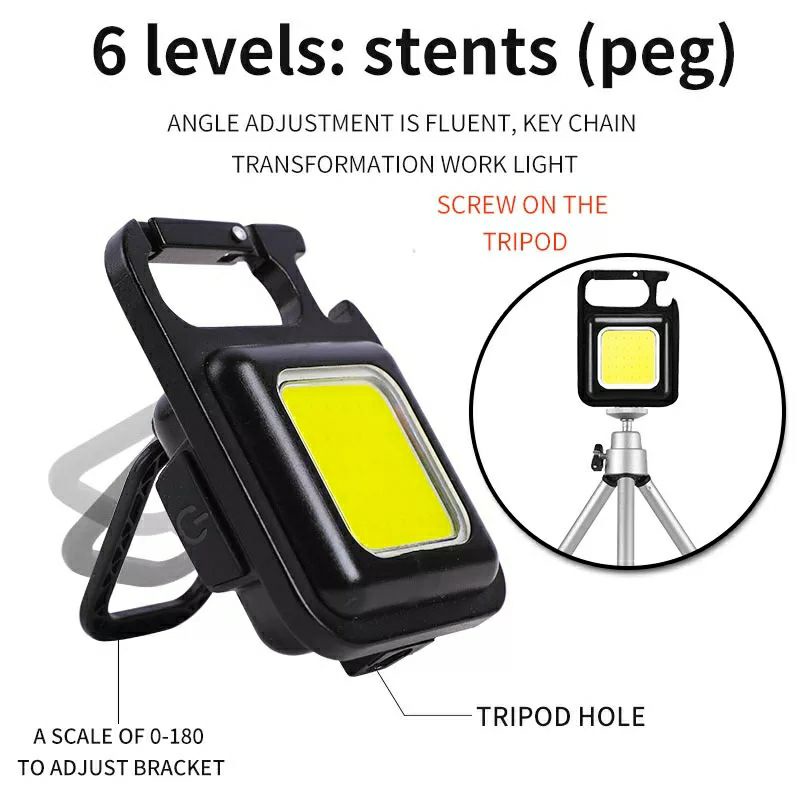 Móc khóa đa năng có đèn LED COB siêu sáng sạc lại bằng cáp sạc Type C chuyên dụng phượt thủ cắm trại dùng khi mất điện