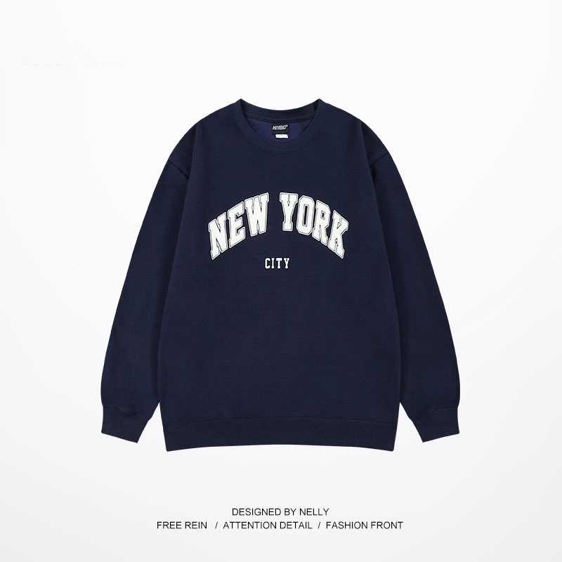 Áo sweater Nelly nỉ lót lông in hình "NEW YORK" áo nỉ