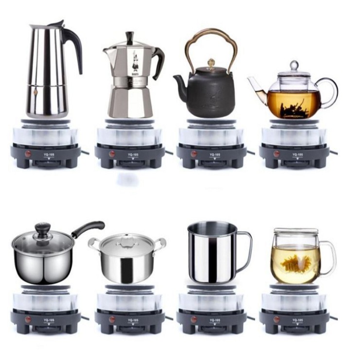 Bộ Ấm Pha Cafe, Combo Ấm Cafe Moka Pot Moka 300ml ( 6 Cup ) Và Bếp Điện Mini 500W Đun Các Loại Ấm