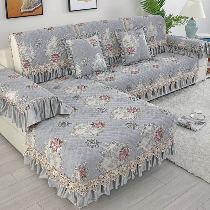 Vỏ Bọc Đệm Ghế Sofa Gỗ Bằng Da Sợi Chenille Cao Cấp Chống Trượt Phong Cách Châu Âu