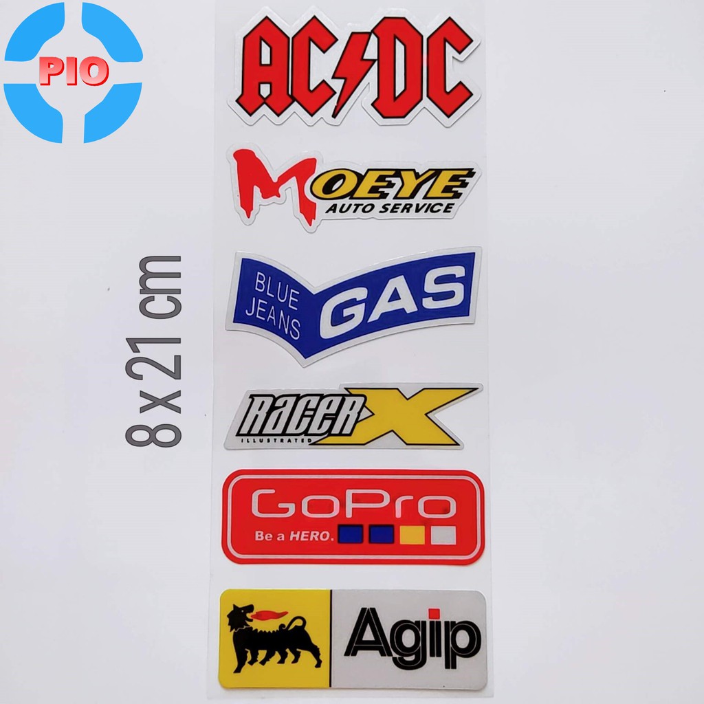 Bộ Tem Sticker Agip Phản Quang Cao Cấp Dán Xe Máy, Ô Tô, Mũ Bảo Hiểm, Chống Thấm Nước, Chống Bay Màu