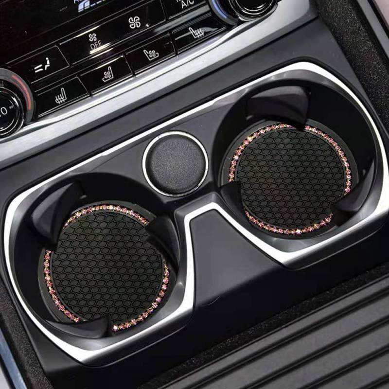 Miếng lót ly bằng silicon hình tròn dập nổi kim cương linh hoạt keo cách nhiệt chống trượt trang trí cho nội thất ô tô
