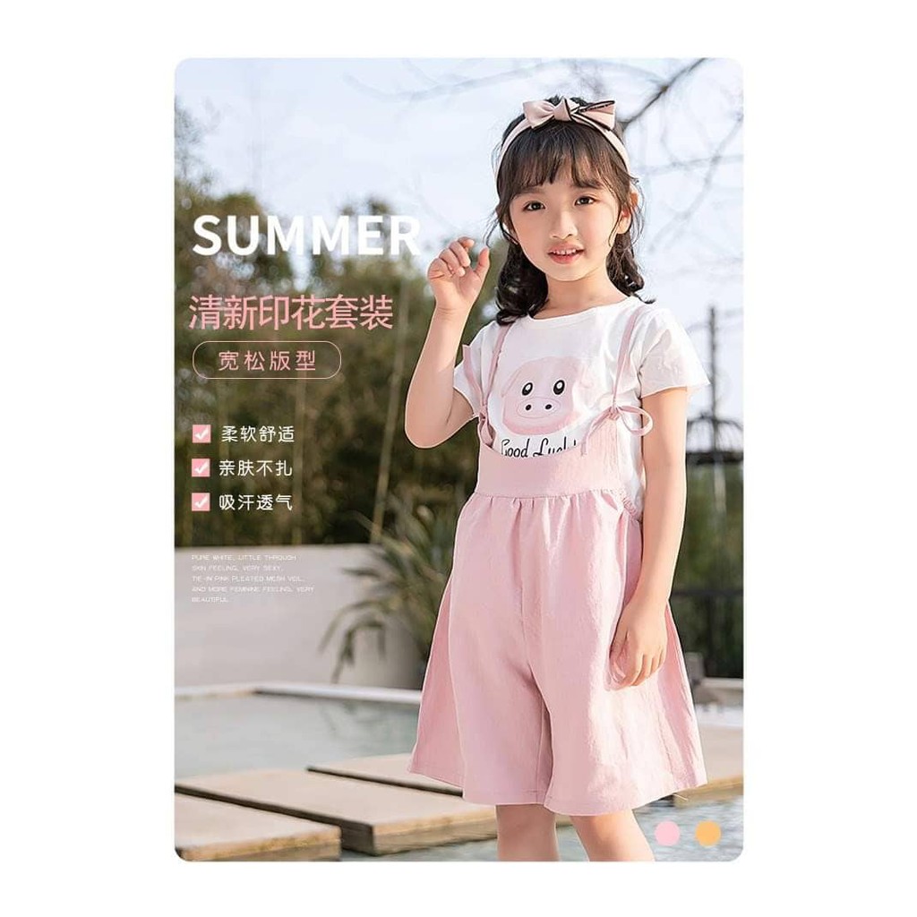 Set yếm heo ngộ nghĩnh cho bé gái 6-16kg -Bé Xinh Shop