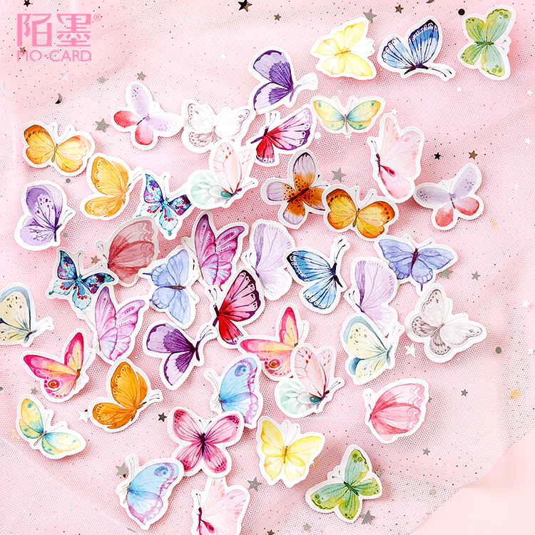 46Pcs/box Butterfly Stickers Set Scrapbooking DIY Decor Stationery