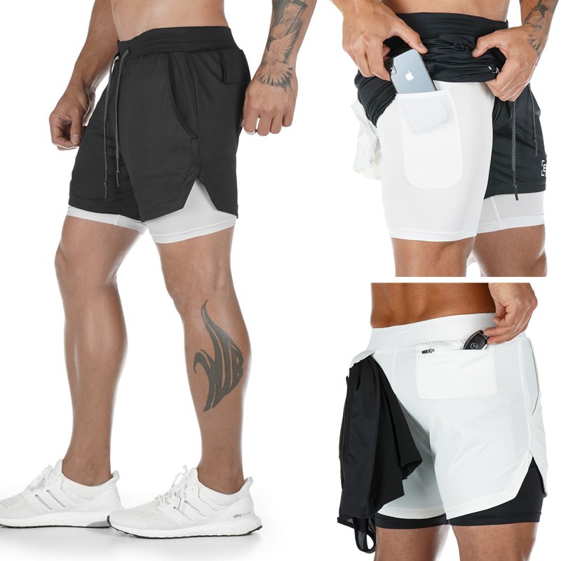 Quần Short Thể Thao Hai Lớp Thoáng Khí Nhanh Khô Plus Size M-3XL Cho Nam