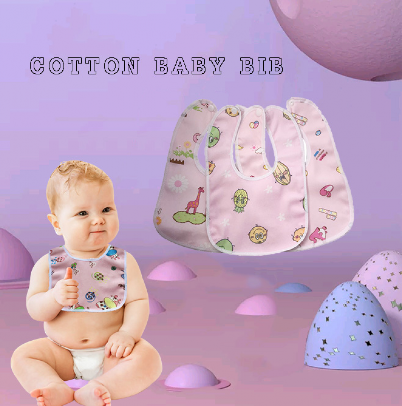 Yếm ăn chống thấm nước in họa tiết hoạt hình dễ thương dành cho bé