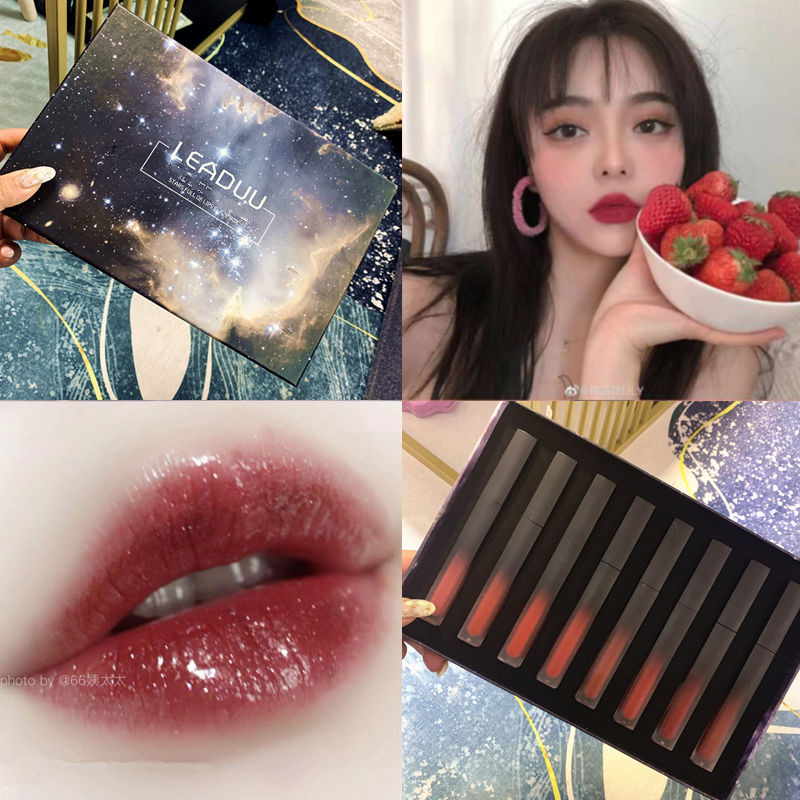 (Hàng Mới Về) Set 8 Son Môi Không Phai Không Dính Cốc Màu Trắng Mờ Thời Trang