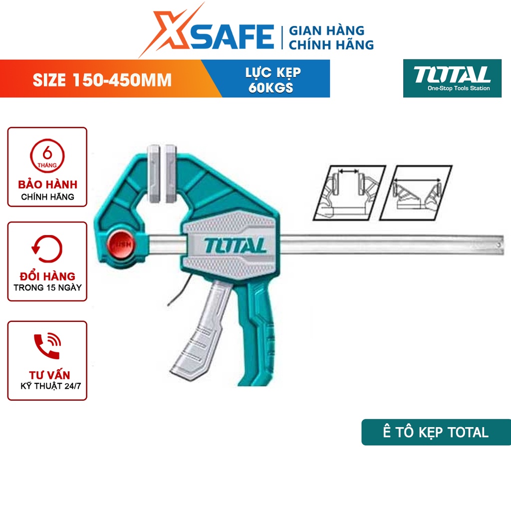 Thanh kẹp nhanh TOTAL THT1340601 Kẹp nhanh chuyên dùng cho các công việc kẹp, giữ chắc vật liệu lực kẹp tối đa 60kg