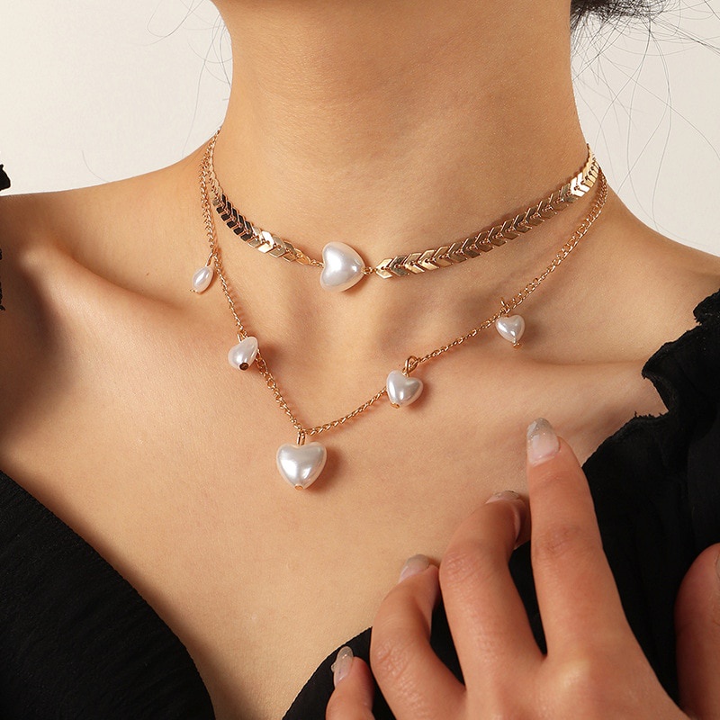 Vòng cổ choker đính ngọc trai nhân tạo thời trang 2022