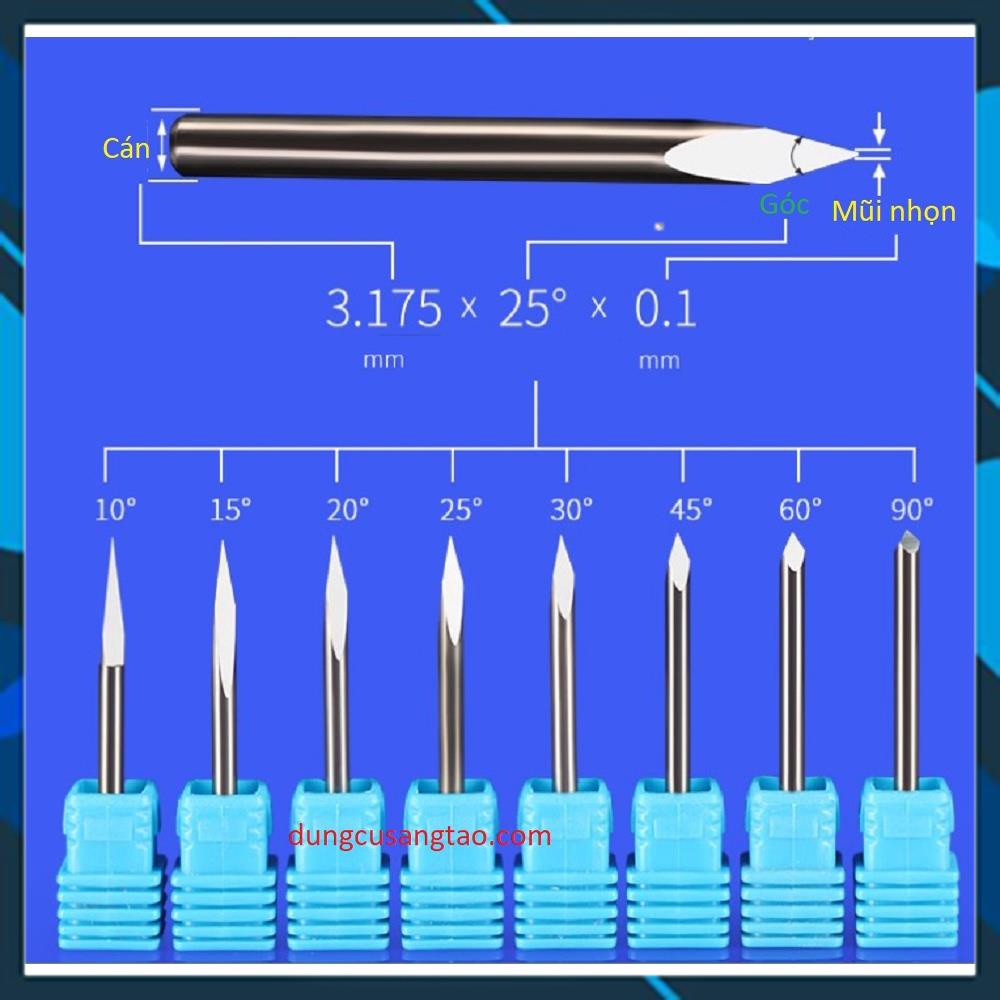 Dao CNC khắc gỗ, nhựa, acrylic, đồng, nhôm và kim loại mềm khác  cao cấp