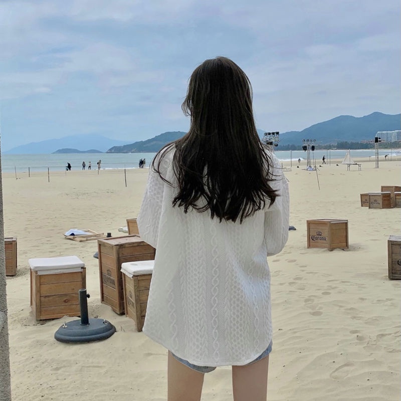 Áo Sơ Mi Trắng Tay Dài Dáng Rộng Cổ Bẻ Thời Trang Dành Cho Nữ