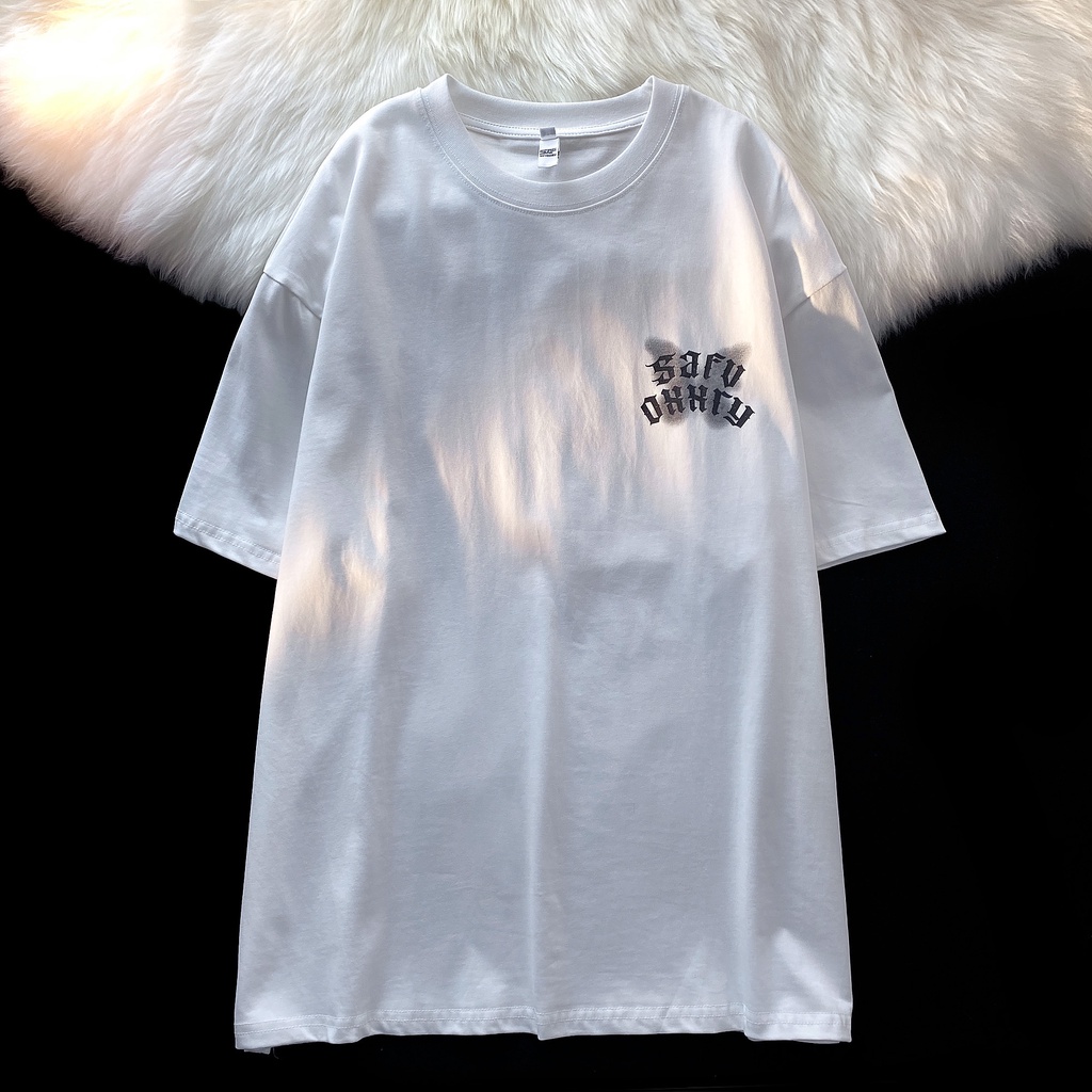 Áo Thun Tay Ngắn Dáng Rộng In Hình Bướm Khói Kiểu Đường Phố Mỹ Cá Tính Cho Nữ