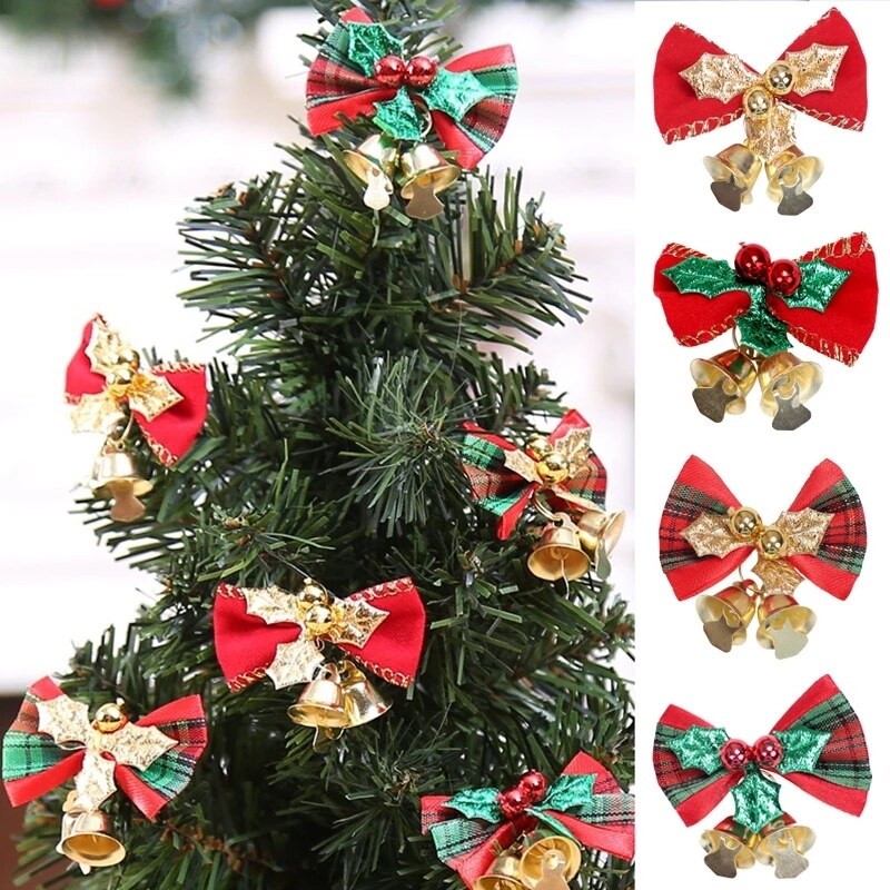 Phụ kiện trang trí cây thông Noel hình nơ xinh xắn