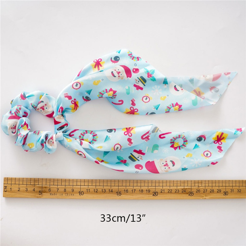 Dây Cột Tóc Đính Ruy Băng Họa Tiết Bông Tuyết Giáng Sinh