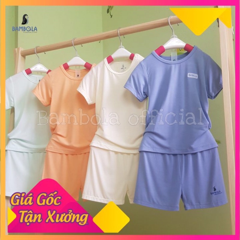 Bộ cộc tay cho bé, quần áo trẻ em cho bé trai, gái cài vai trơn đủ màu Petit sợi tre Bambola từ 6 tháng đến 3 tuổi