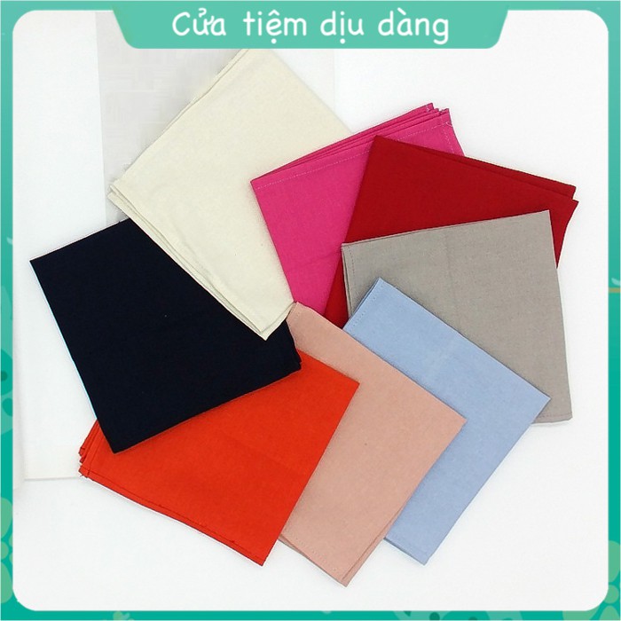 Khăn tay (Khăn mùi xoa) vải linen trơn dùng để thêu thủ công 30x30cm (khăn tập thêu)