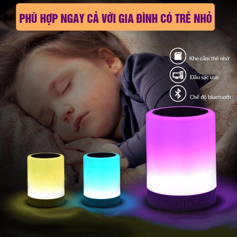 Loa di động cảm ứng tích hợp đèn ngủ, Loa Bluetooth Không Dây 2IN1 kiêm Đèn Ngủ - Đèn LED cảm ứng đổi màu!