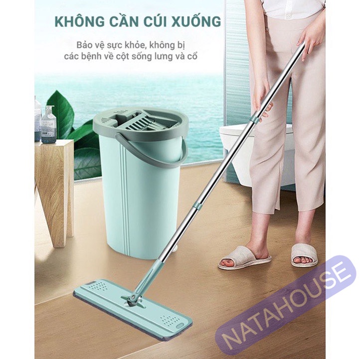 Cây Lau Nhà Tự Vắt Thông Minh, Bộ Chổi Lau Nhà 360 độ Lau Sạch Khô Nhanh SAGOKER BLNEC