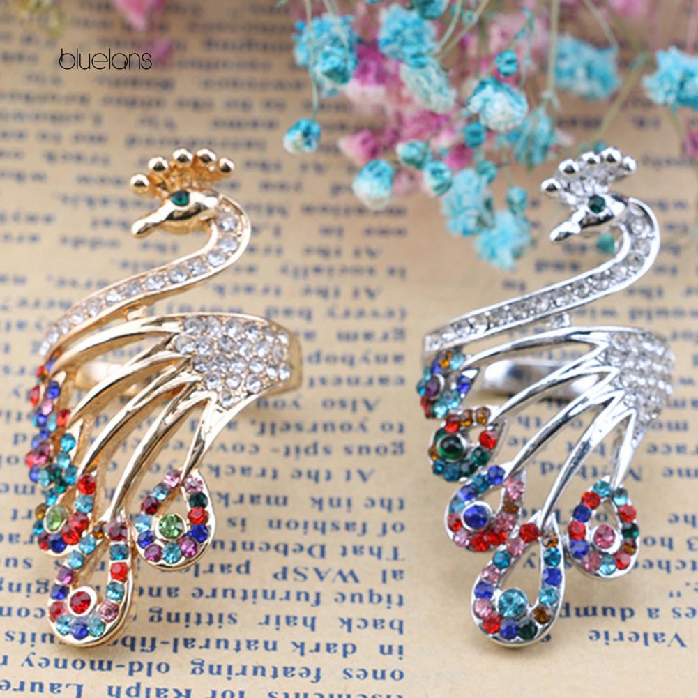 Nhẫn Mạ Vàng Hình Con Công Đính Đá Sang Trọng Cho Nữ