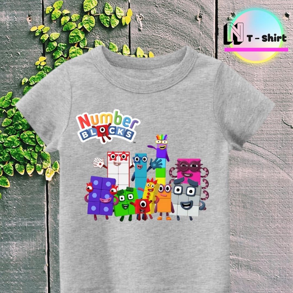 Áo thun cho bé trai và bé gái in hình hoạt hình Number Blocks dễ thương, chất liệu cotton mềm mịn thoáng mát NTShirt 01