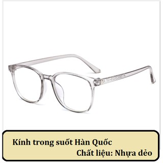 TpHCM- Gọng Kính nhựa dẻo Hàn Quốc Trong suốt - Kính Unisex Nam nữ thư sinh - Gọng kính nhựa dẻo giúp mặt thon gọn