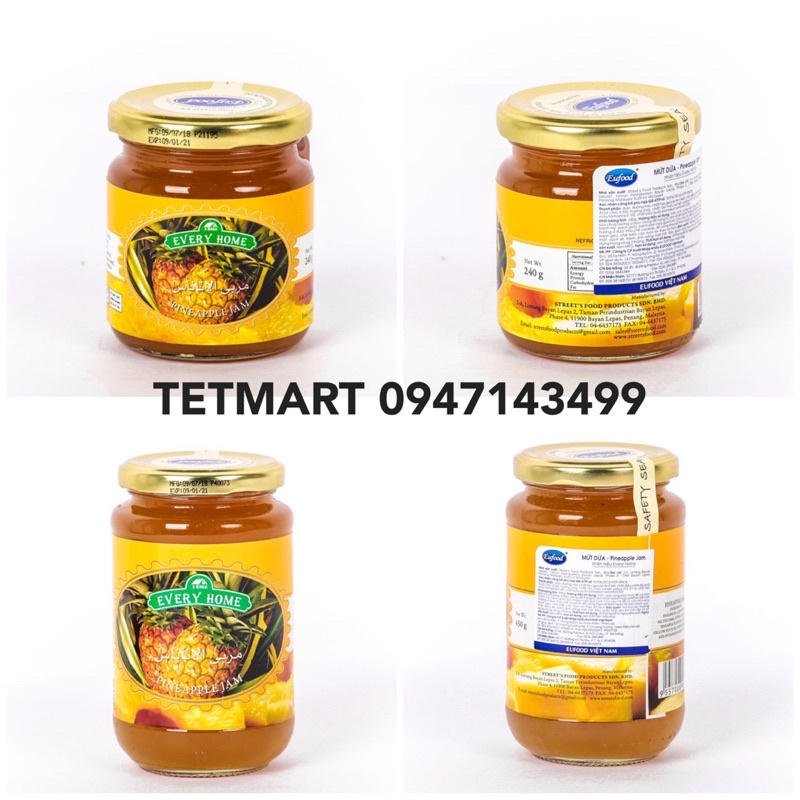 Mứt dứa 240g &amp; 450g nhập khẩu Malaysia, Everyhome