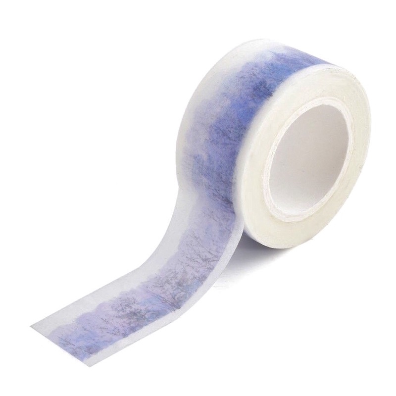 (Chiết) Băng dính washi tape hoạ tiết rừng tím