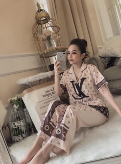 Bộ pizama lụa in 3D cao cấp