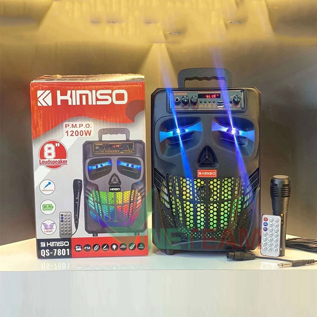 Siêu giảm giá - Loa kẹo kéo mini Karaoke giá rẻ  KIMISO QS-7801 Bass 20 ,Kèm điều khiển Tặng 1 micro có dây -dc4385