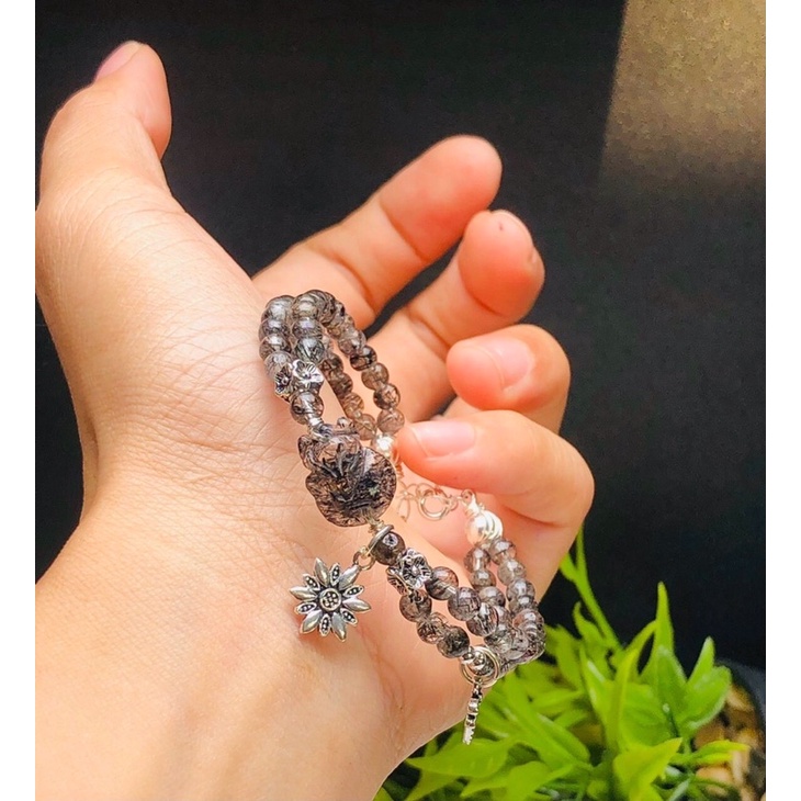 Lắc tay t.a tóc đen mix charm hồ ly