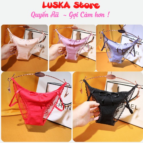 Quần lót ren , quần chíp nữ LUSKA ren quai 2 dây sexy gợi cảm QR02 ( inbox shop để chọn màu )