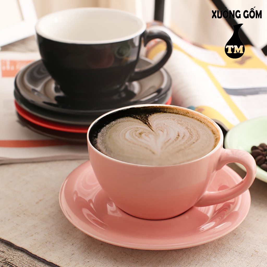 Bộ Tách Uống Trà, Cà Phê Capuchino - 220ml Xưởng Gốm TM Bát Tràng