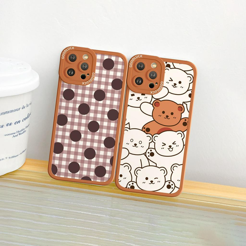 Ốp lưng iphone Gấu chấm bi cạnh vuông 6/6plus/6s/6splus/7/7plus/8/8plus/x/xs/11/12/13/14/pro/max/promax/plus/shin/case