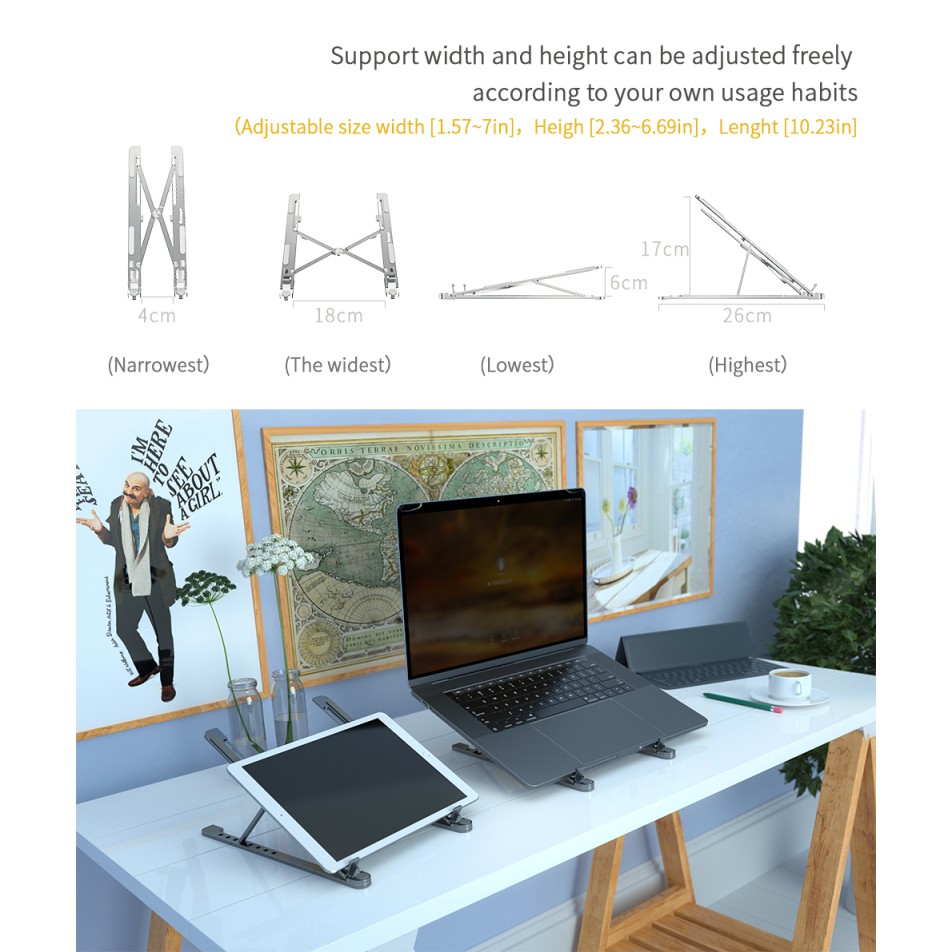 Giá Đỡ Laptop 13.3 "15.6" 14 "Bằng Nhôm Có Thể Gấp Gọn Tiện Dụng | BigBuy360 - bigbuy360.vn