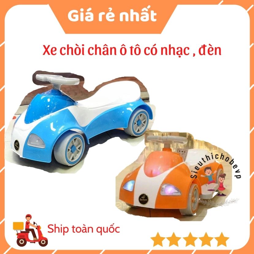 Xe lắc , xe chòi chân ô tô cho bé ( có nhạc + đen + tựa lưng + thùng chứa đồ )