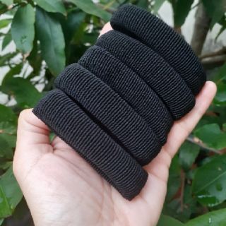 Túi 10 thun cột tóc trơn màu đen (bản 1.5cm)