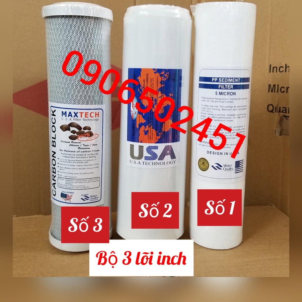 COMBO Bộ lọc nước sinh hoạt ( tắm rửa, giặt giũ, nấu ăn..) 3 cấp ly 10 inch+ BỘ 3 LÕI LỌC NƯỚC SỐ 123