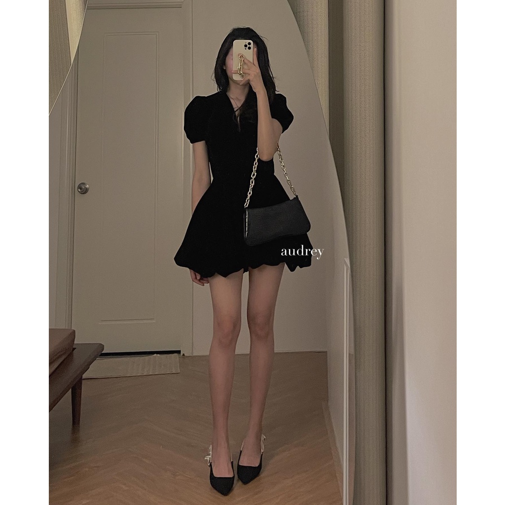 (ảnh thật) Audrey Váy nhung quả bí có đệm ngực 257 | BigBuy360 - bigbuy360.vn