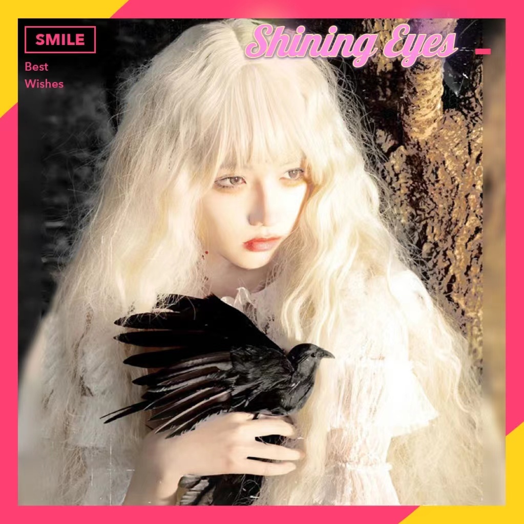 Tóc Giả Dài Xoăn Tự Nhiên Màu Be/Vàng Phong Cách lolita
