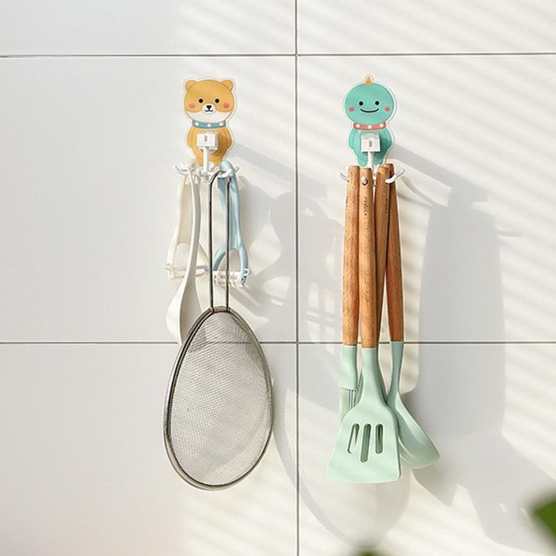 1 móc treo đồ gắn tường hình động vật hoạt hình xoay 360 độ không để lại vết