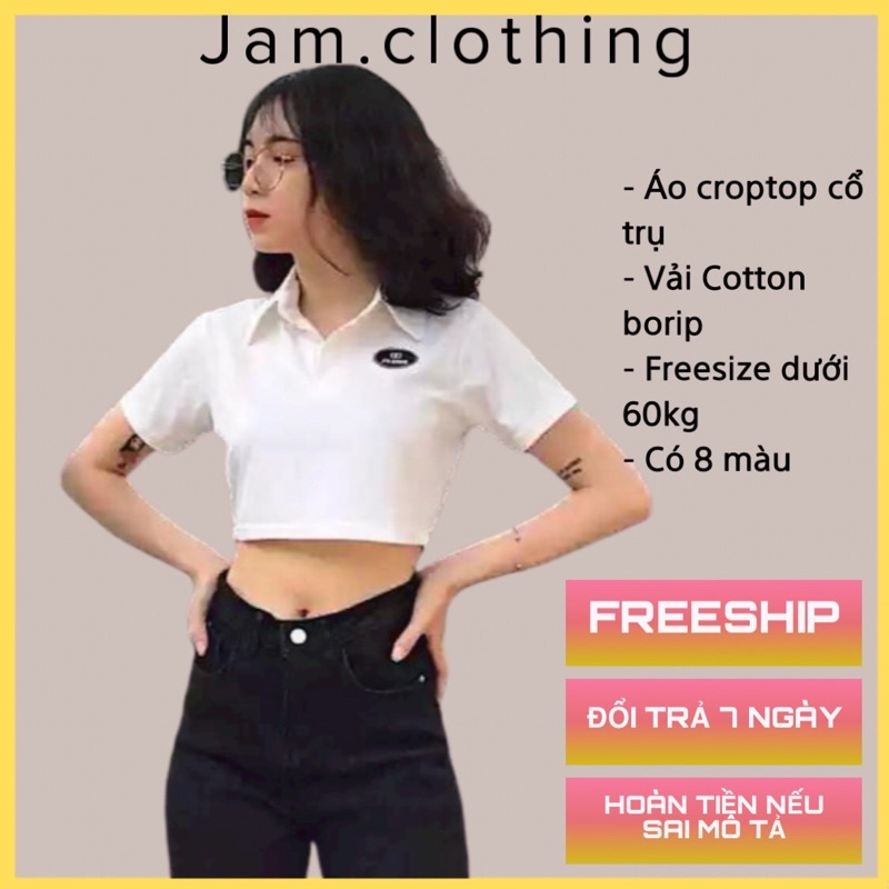 Áo Croptop Nữ Cổ Trụ Tay Ngắn Ôm Body Đẹp Vải Borip Dày Dặn 8 Màu Mẫu Bất Kỳ