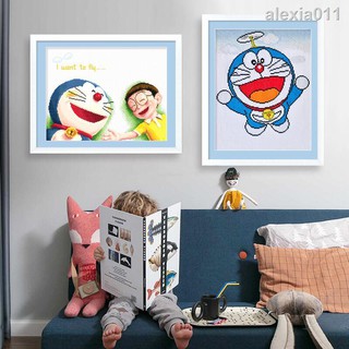 ◑Bộ Dụng Cụ Thêu Tranh Chữ Thập diy Hình Doraemon Đơn Giản Xinh Xắn