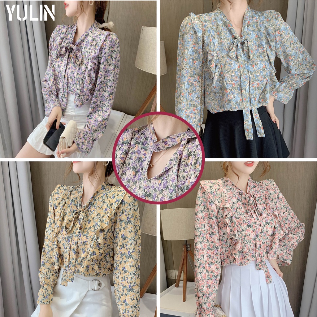 Áo Sơ Mi Chiffon Tay Dài Phong Cách Hàn Quốc Thời Trang Mùa Xuân Hè Cho Nữ