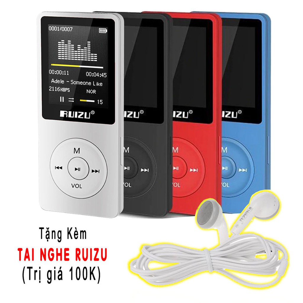 RUIZU X02 - Máy Nghe Nhạc Mp3, Đa Chức Năng (Tặng Tai Nghe)