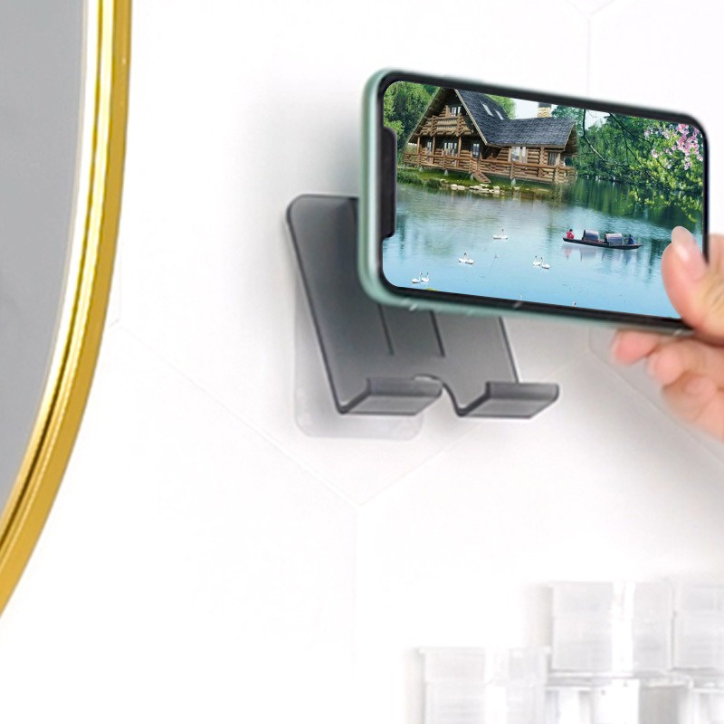 Giá Đỡ Điện Thoại Gắn Tường Bằng ABS Không Cần Đục Lỗ Chống Thấm Nước Tiện Dụng Cho Nhà Bếp