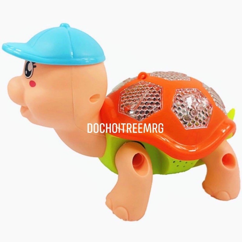 Đồ chơi rùa pin di chuyển có đèn nhạc và dây cho bé dắt đi