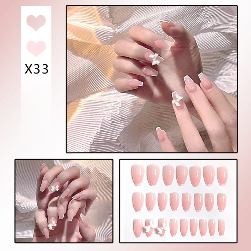 Bộ Móng Tay Giả Đính Đá Màu Gradient Dùng Trang Trí