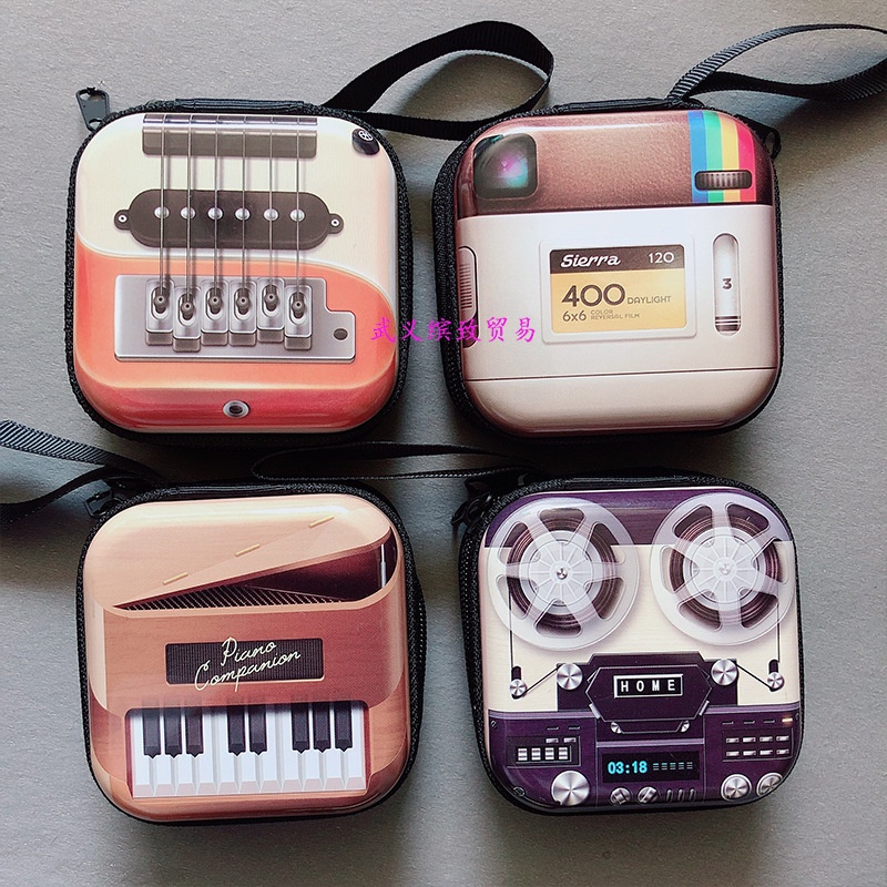 Hộp đựng tai nghe/ Cáp sạc/ Phụ kiện Chất Liệu Nhôm phong cách retro
