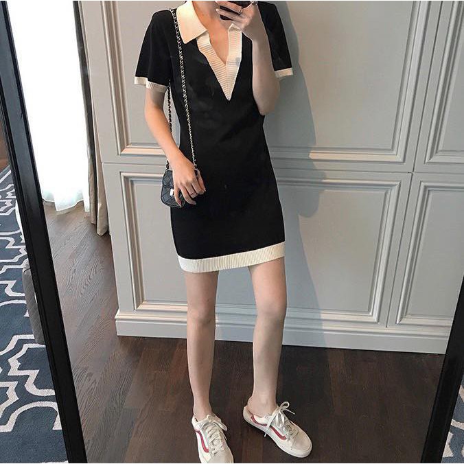 Đầm Váy polo body tay ngắn - cổ V 👗 Trang phục Sang Trọng - Phù hợp với mọi lứa tuổi 👏