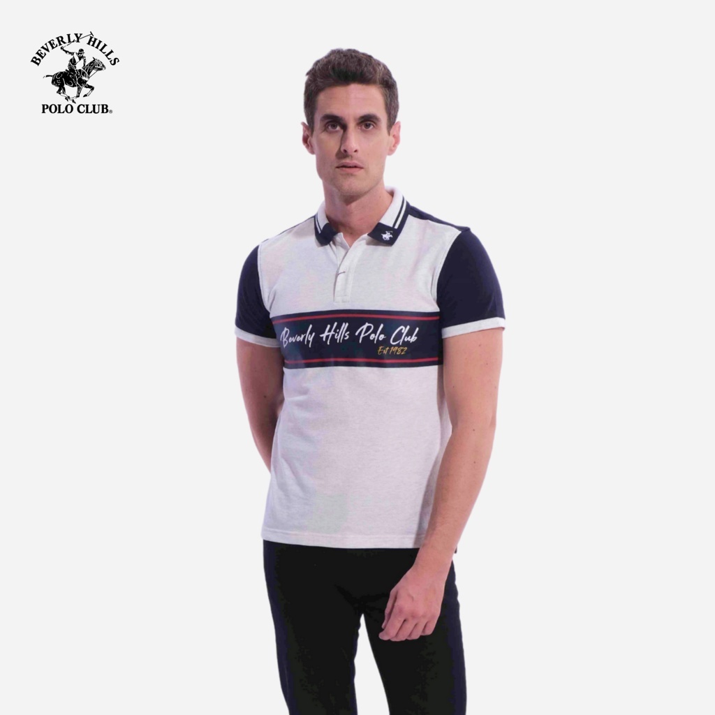 Beverly Hills Polo Club - Áo polo Ngắn tay Nam Slim Fit Xám melange GM- BHPC PMSSW21TL012